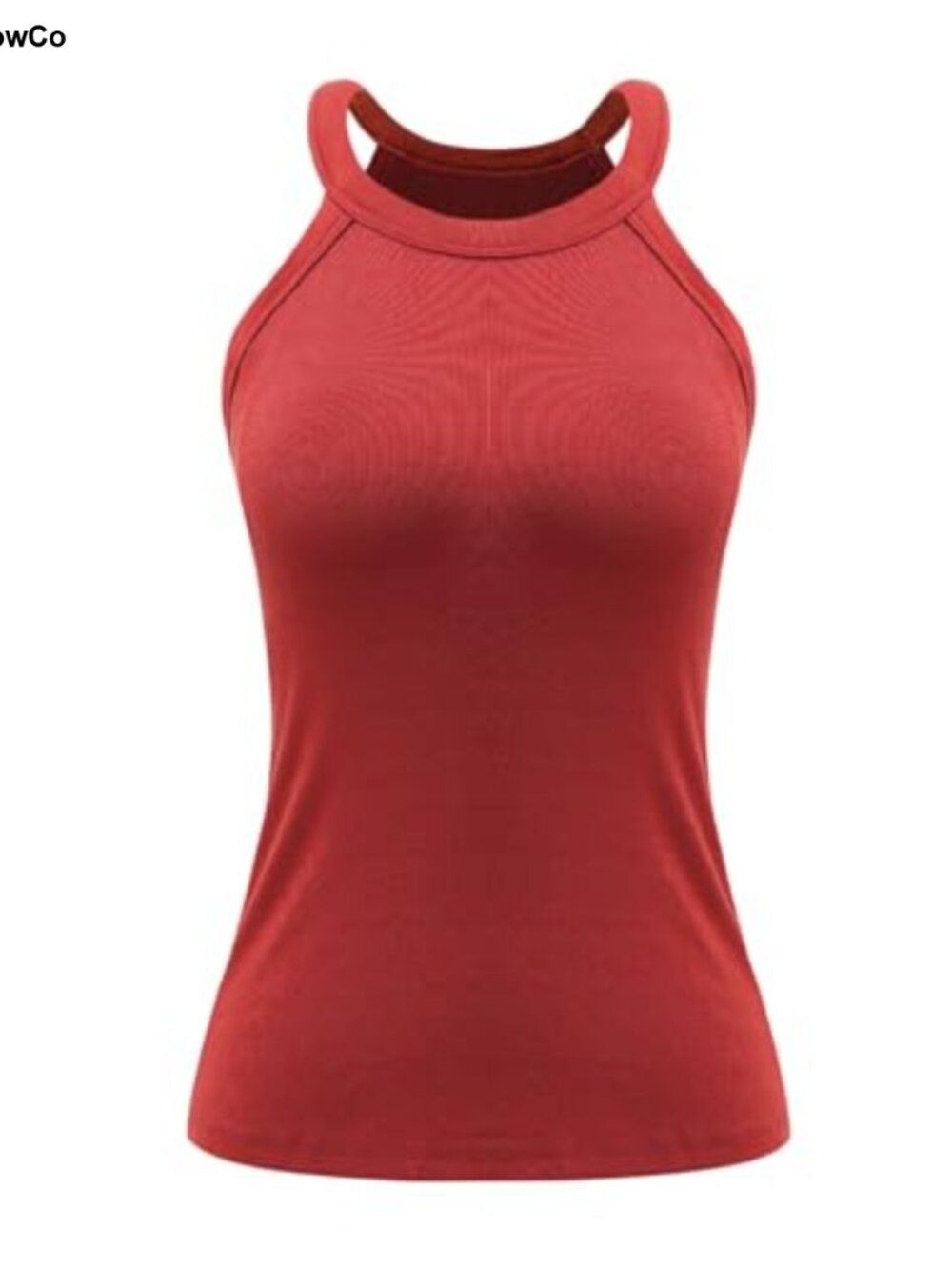 Womens Ribbed Halter Tank Top Built in Bra Sleeveless Summer Casual Top